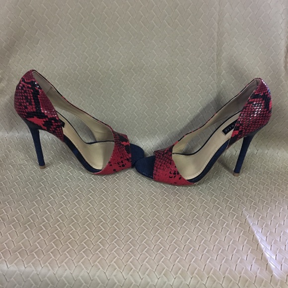 Sophia & Lee Shoes - Enchanting Red and Navy Snakeskin Heels